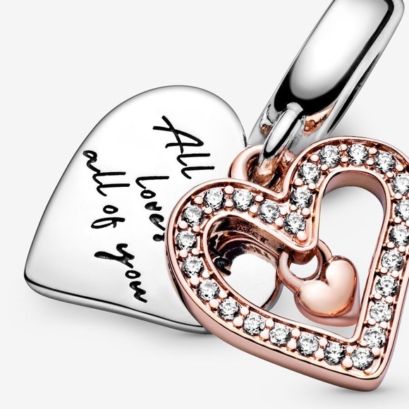 Pandora Sparkling Freehand Heart Dangle Charm - Picture 1 of 5